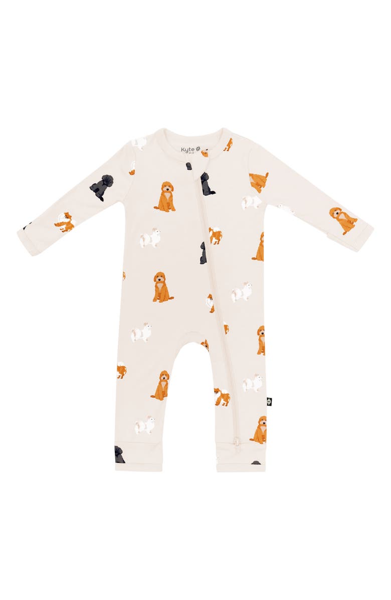 Kyte BABY Kids' Dog Print Zip-Up Romper, Main, color, Fluffy Dog