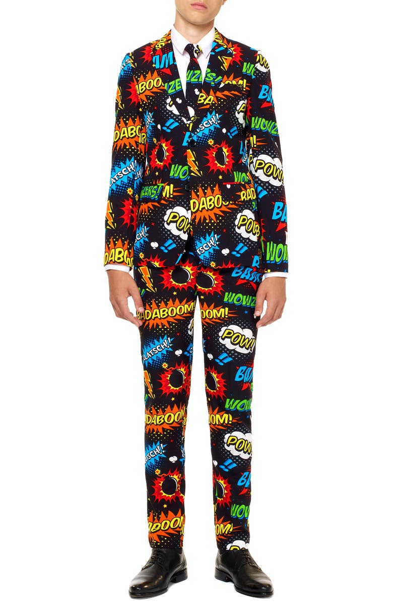 OppoSuits Badaboom Two-Piece Suit with Tie, Main, color,