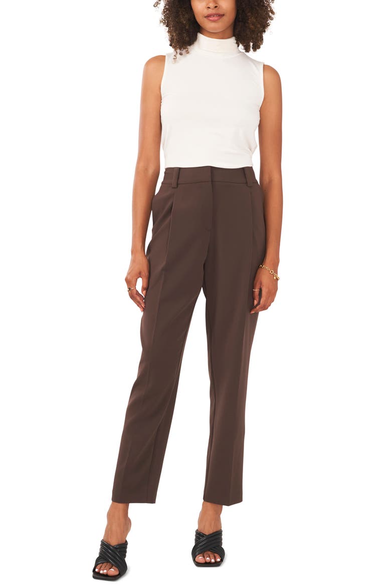Pleated Straight Leg Trousers, Alternate, color, FRENCH ROAST