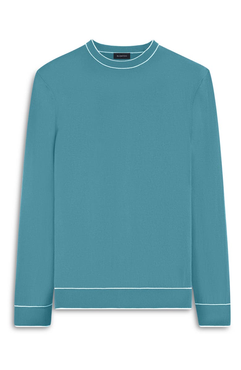 Bugatchi Tipped Cotton Blend Sweater, Alternate, color, Peacock