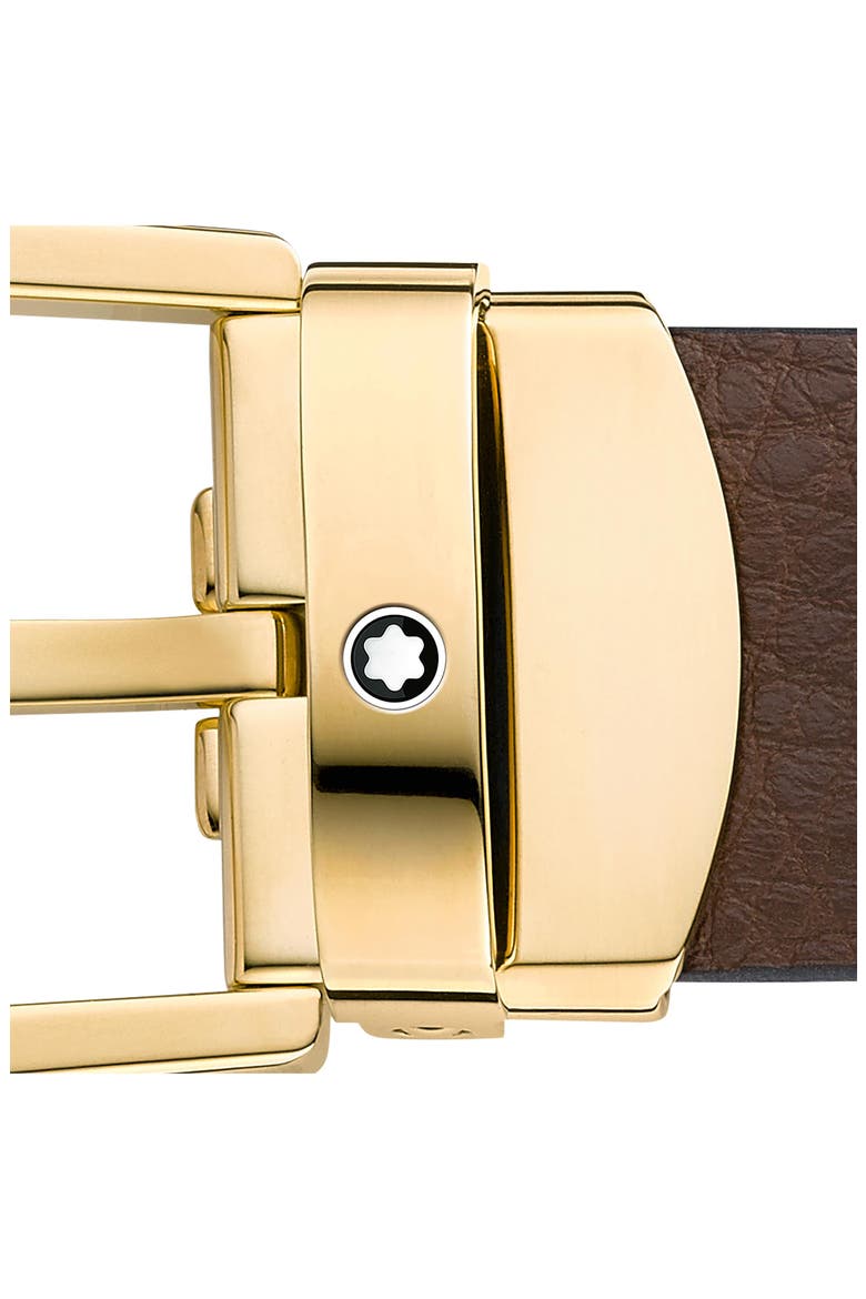 Horseshoe Buckle Leather Belt, Alternate, color, BROWN/ GOLD