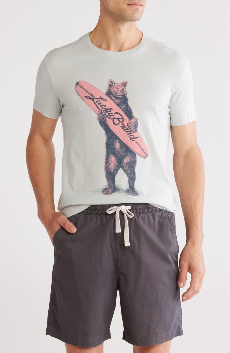 Lucky Brand Surf Bear Graphic T-Shirt, Main, color, Storm Gray