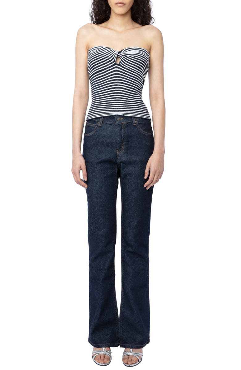 Zadig & Voltaire Twista Stripe Strapless Wool Blend Sweater, Alternate, color,