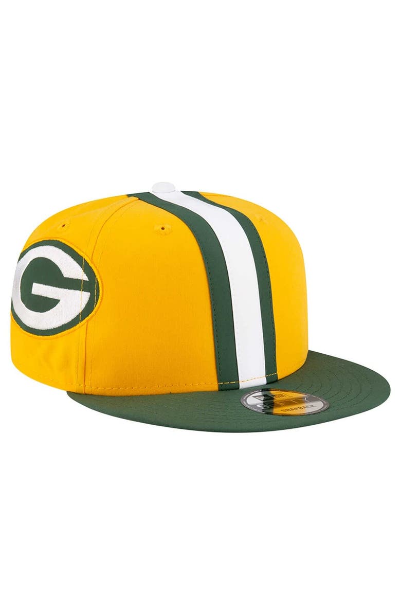 New Era Men's New Era Gold Green Bay Packers Helmet 9FIFTY Snapback Hat, Alternate, color, Gold