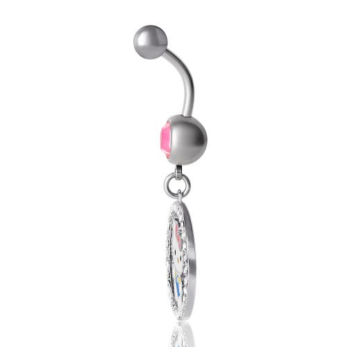 Hello Kitty 14g Stainless Steel Crystal Dangle Belly Button Ring In Multi