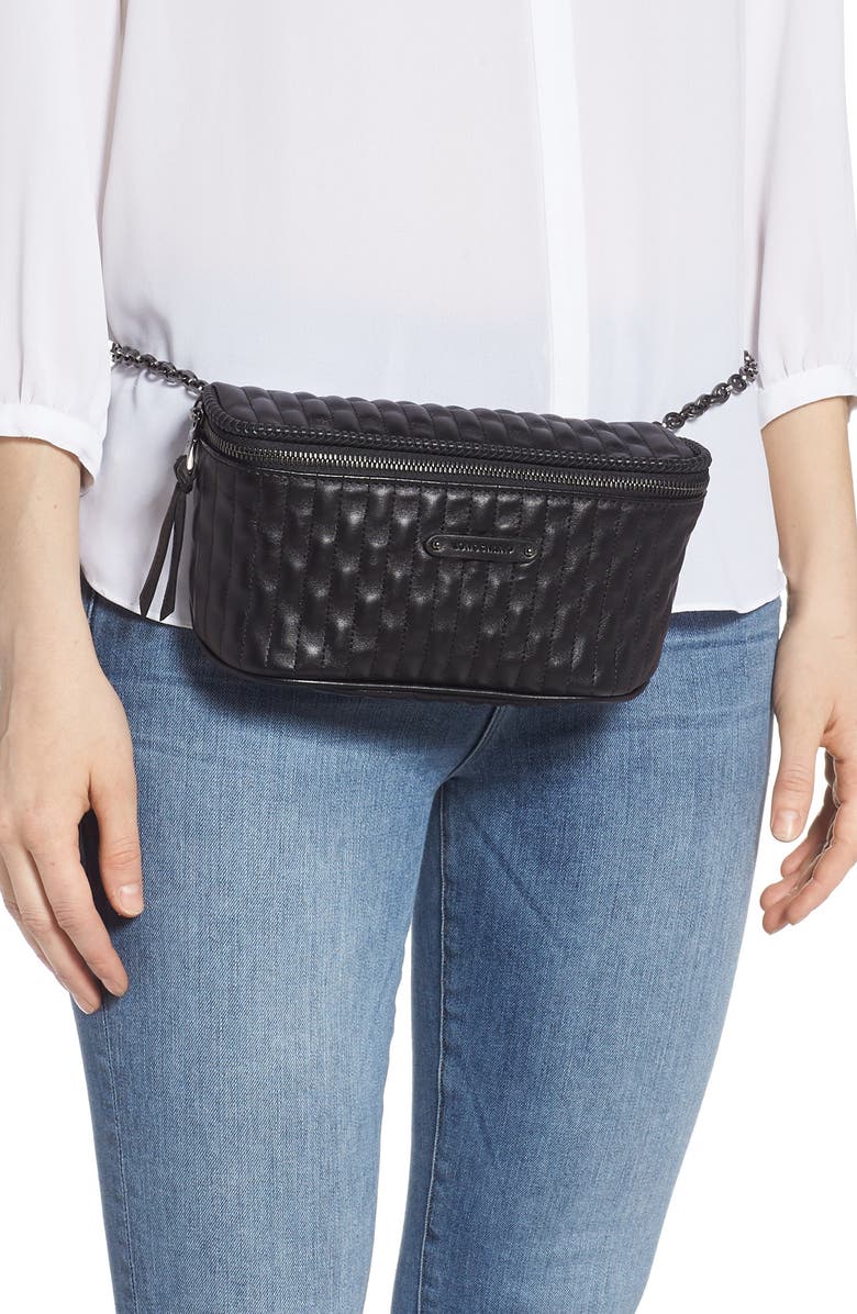 Longchamp Amazone Quilted Leather Belt Bag, Alternate, color, Black