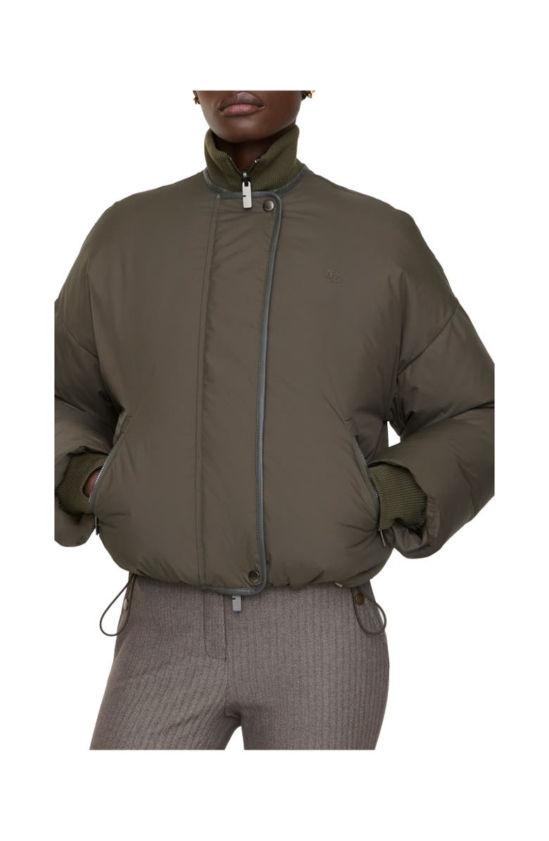 Burberry Cropped Reversible Belt Check Nylon Jacket, Alternate, color, Marsh Green