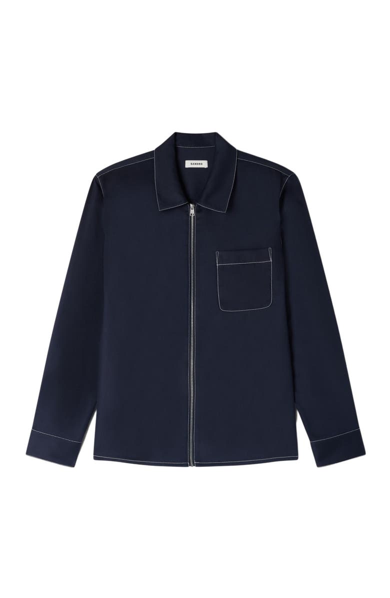 SANDRO Loose-fit zip-up shirt, Alternate, color, Navy Blue