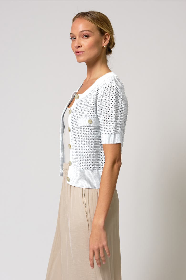 Iris Tape Yarn Cardi, Alternate, color, WHITE