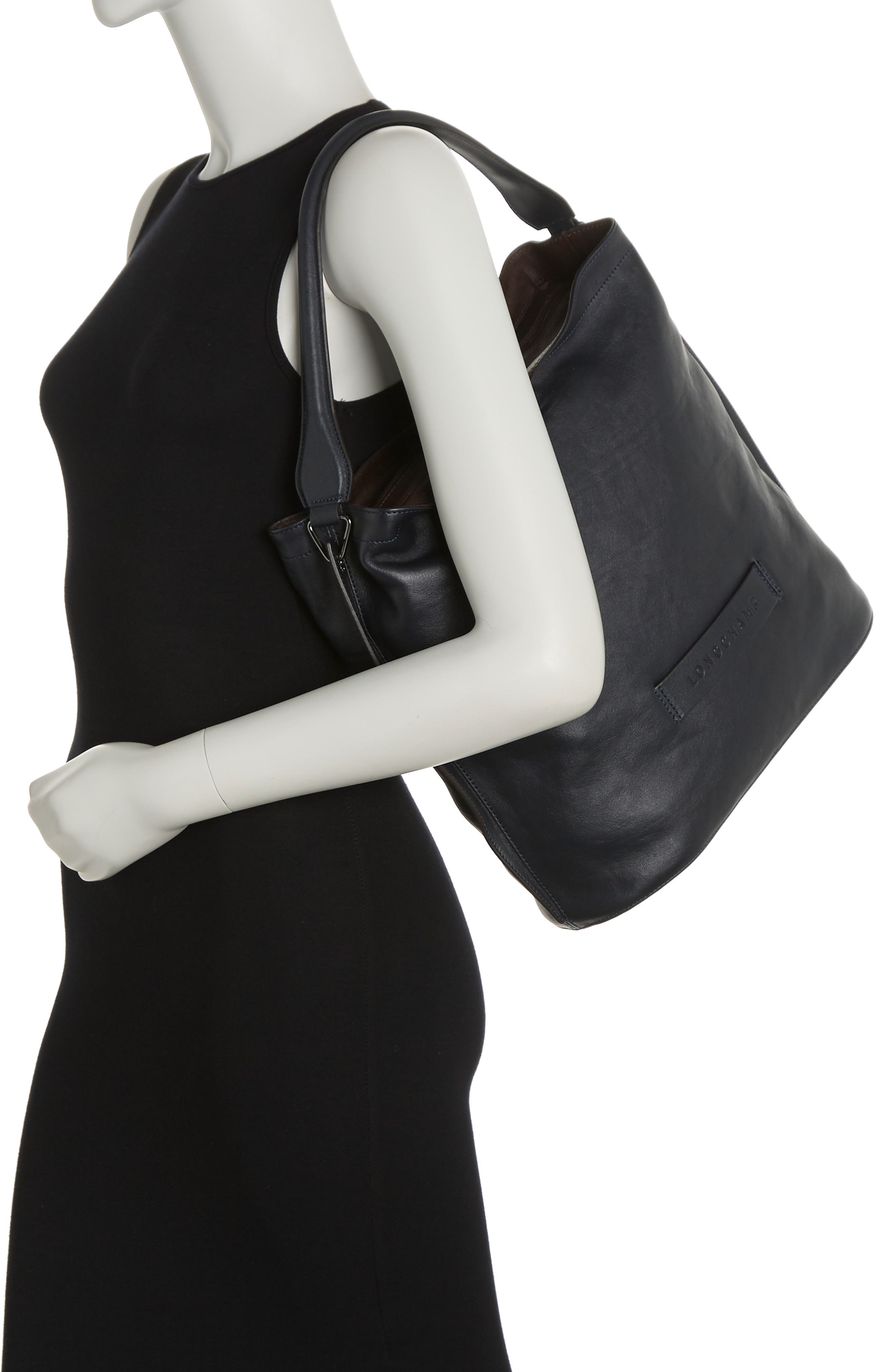 Longchamp Leather Hobo Bag, Alternate, color, 