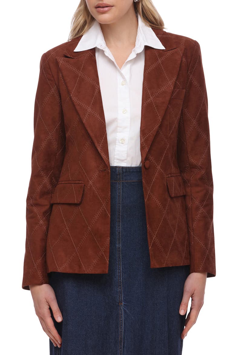 Faux Suede Blazer, Alternate, color, COGNAC