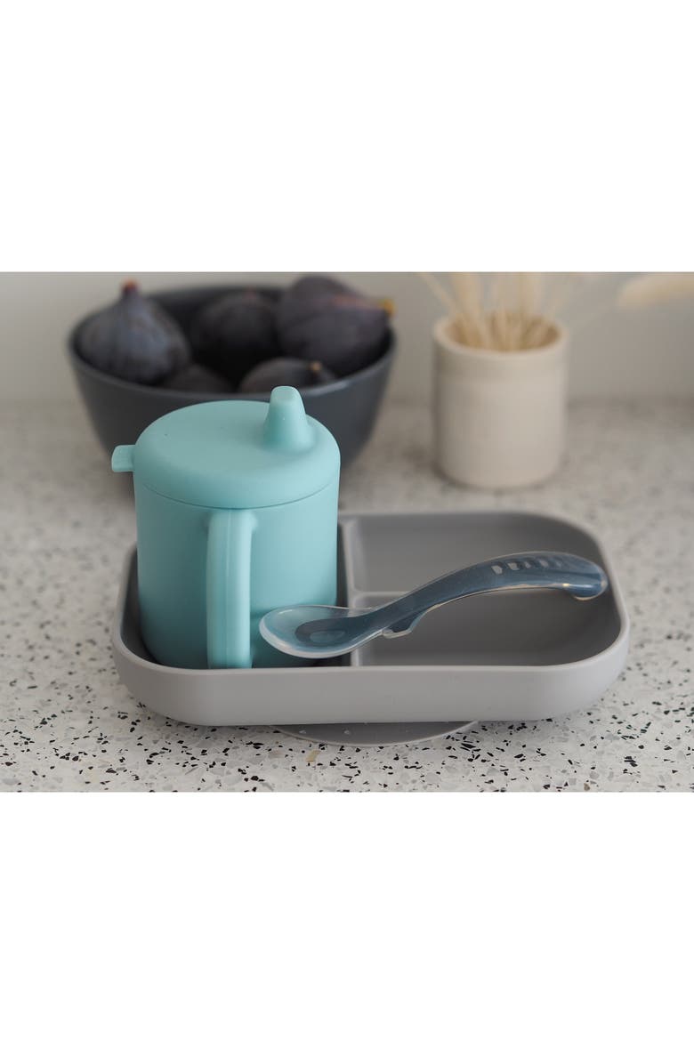 BEABA Sips & Bites 3-Piece Silicone Feeding Set, Alternate, color, Rain