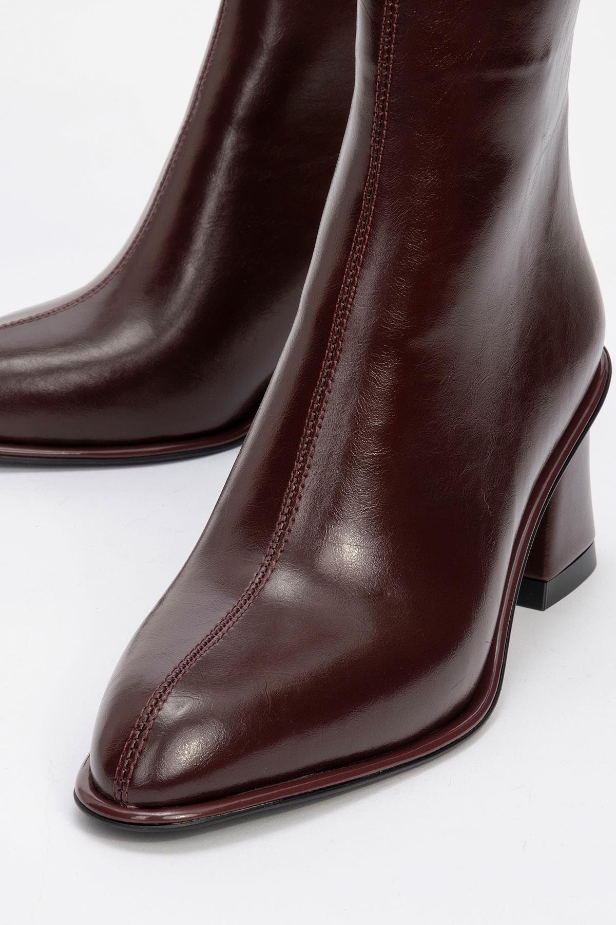 Maura Block Heel Boot, Alternate, color, Burgundy Faux Leather
