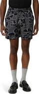 Les Deux Charlie Poppy Pattern Knit Cotton Blend Drawstring Shorts