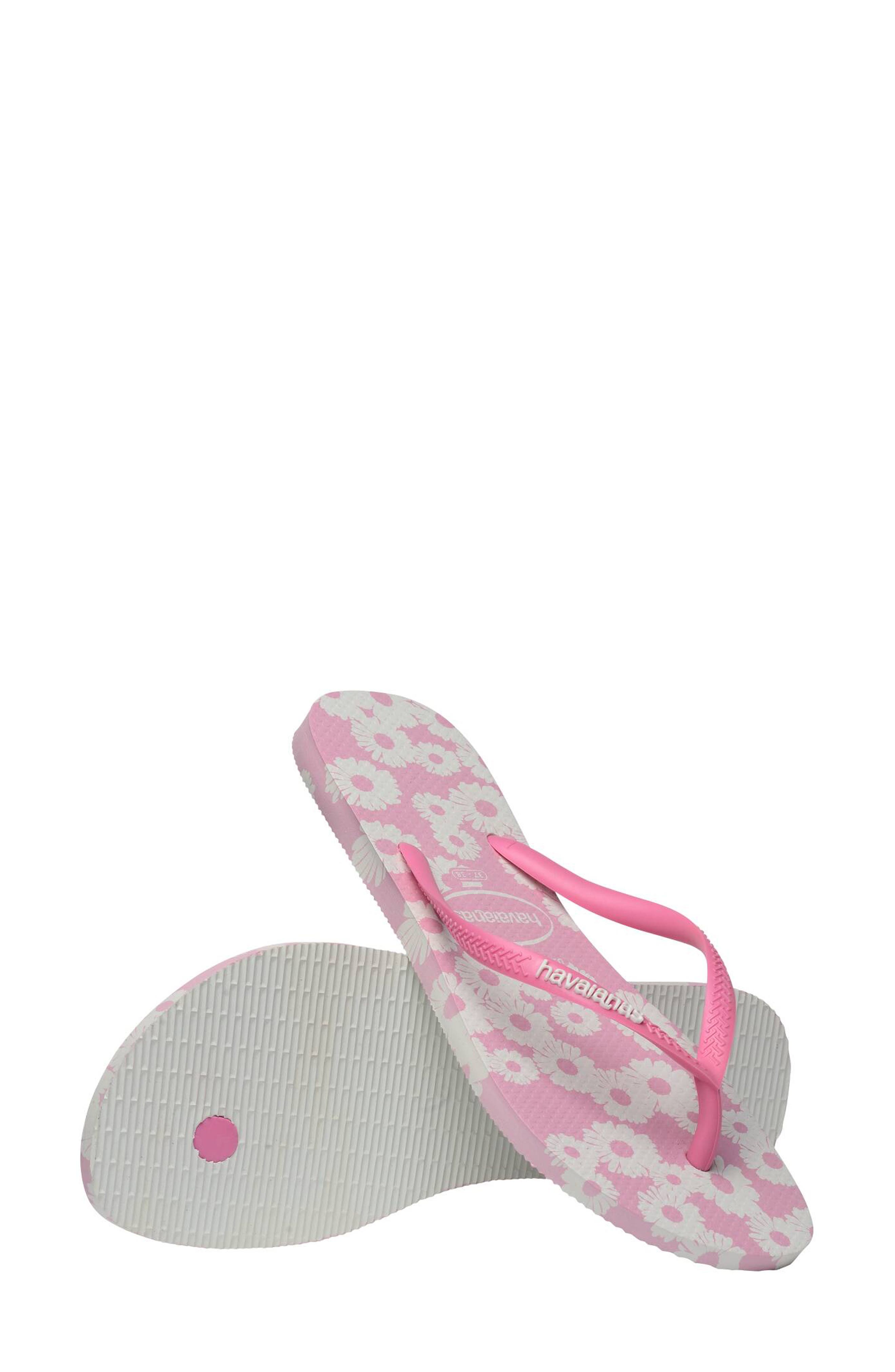 Havaianas Slim Daisy Flip Flop, Alternate, color, White/ Rose