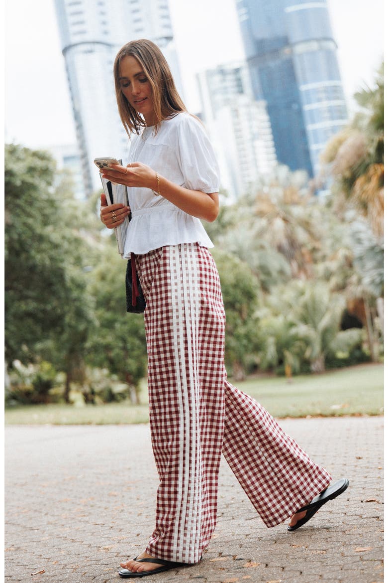 Lawson Cotton Track Pants, Alternate, color, BURGUNDY GINGHAM