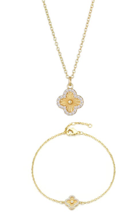 Fluted Clover Bracelet & Necklace Set