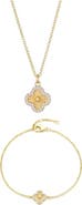 Adornia Fluted Clover Bracelet & Necklace Set