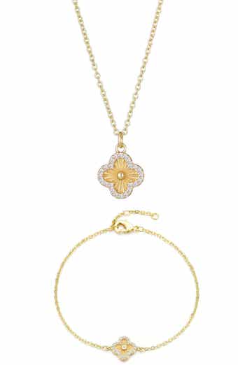 Fluted Clover Bracelet & Necklace Set