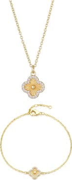 Adornia Fluted Clover Bracelet & Necklace Set