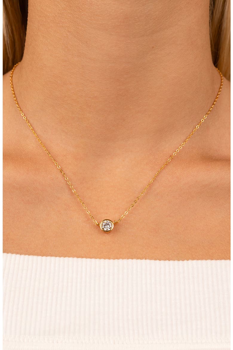 Round Cubic Zirconia Pendant Necklace, Alternate, color, GOLD