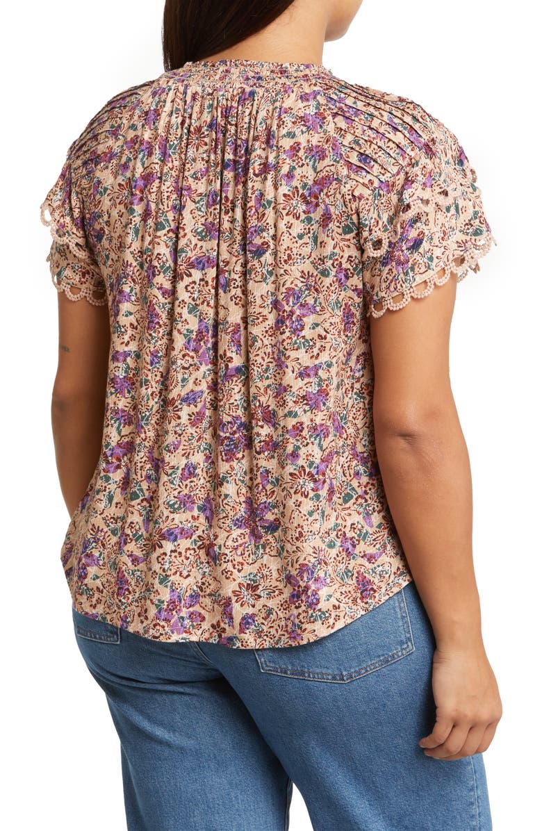 Wit & Wisdom Print Ruffle Sleeve Top, Alternate, color, 