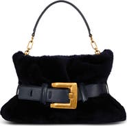 Balmain Medium Anthem Genuine Shearling Shoulder Bag