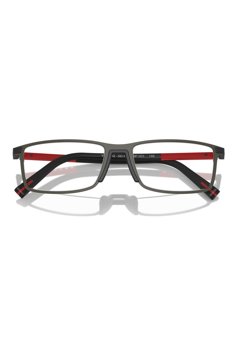 55mm Rectangular Optical Glasses, Alternate, color, GREY RUBBER