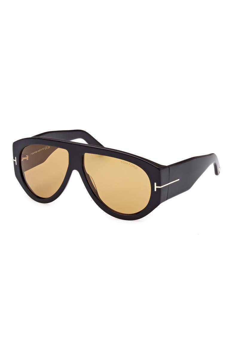Bronson 60mm Aviator Sunglasses, Alternate, color, SHINY BLACK / YELLOW LENSES