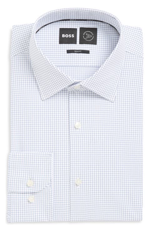Hank Slim Fit Microcheck Stretch Dress Shirt (Regular 
Big)