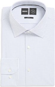 BOSS Hank Slim Fit Microcheck Stretch Dress Shirt