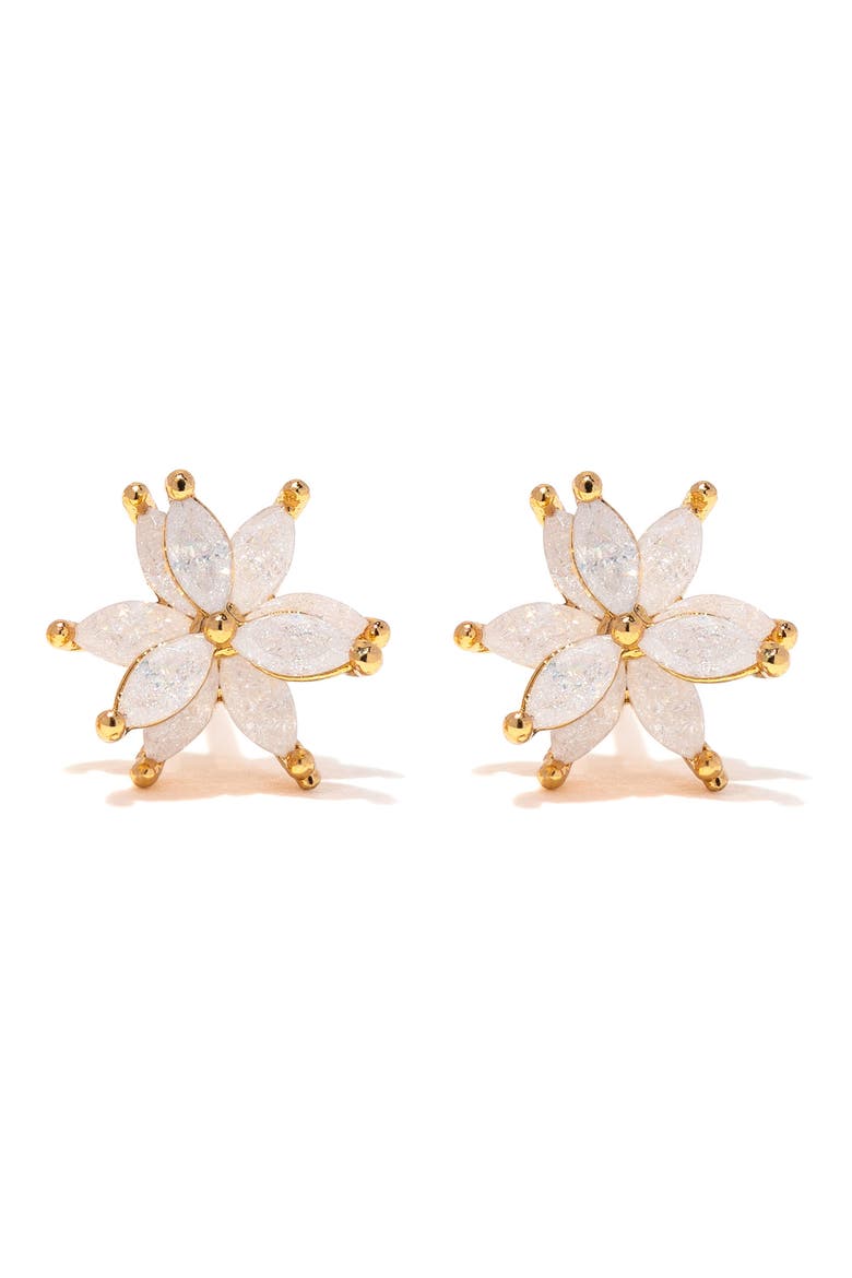 Fairest Floral Stud Earrings, Main, color, GOLD
