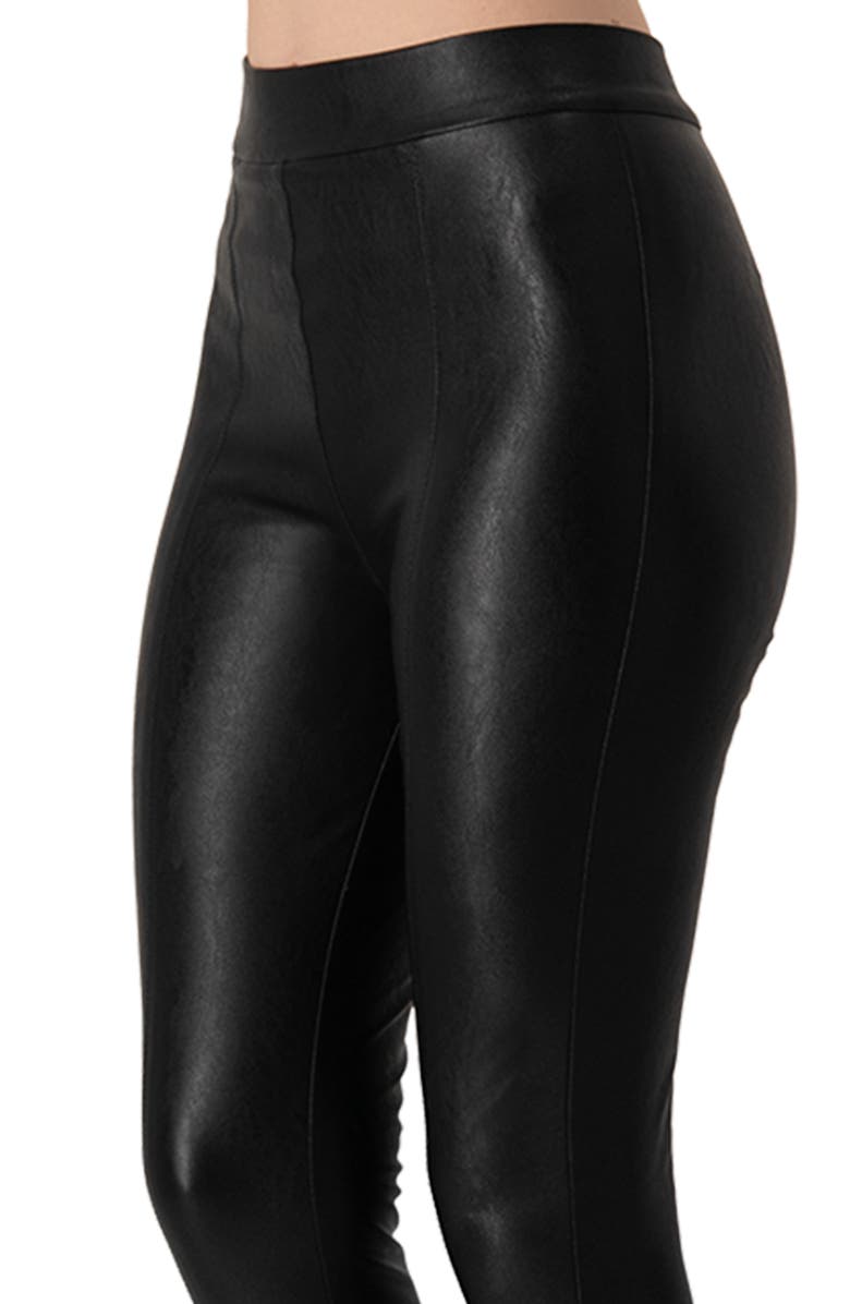 IVONNE Black Faux Leather Leggings, Alternate, color, Black