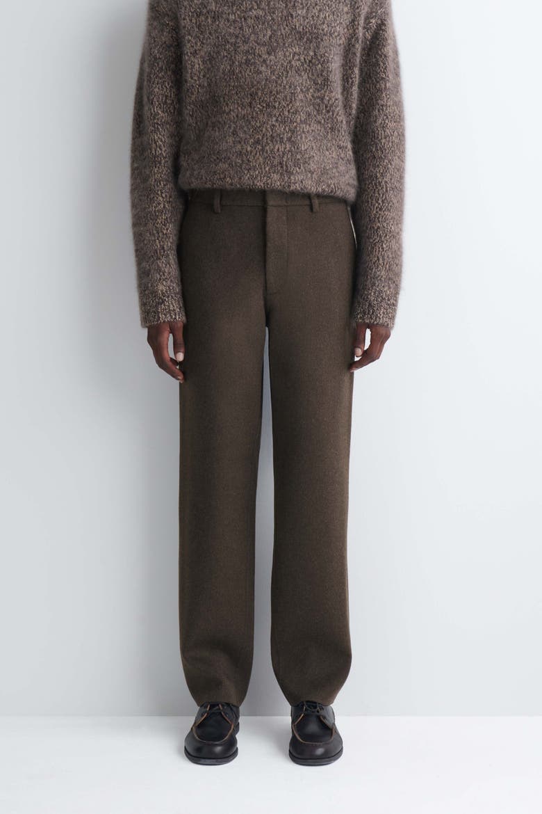 Double-faced Wool-blend Straight-leg Pants, Alternate, color, ESPRESSO