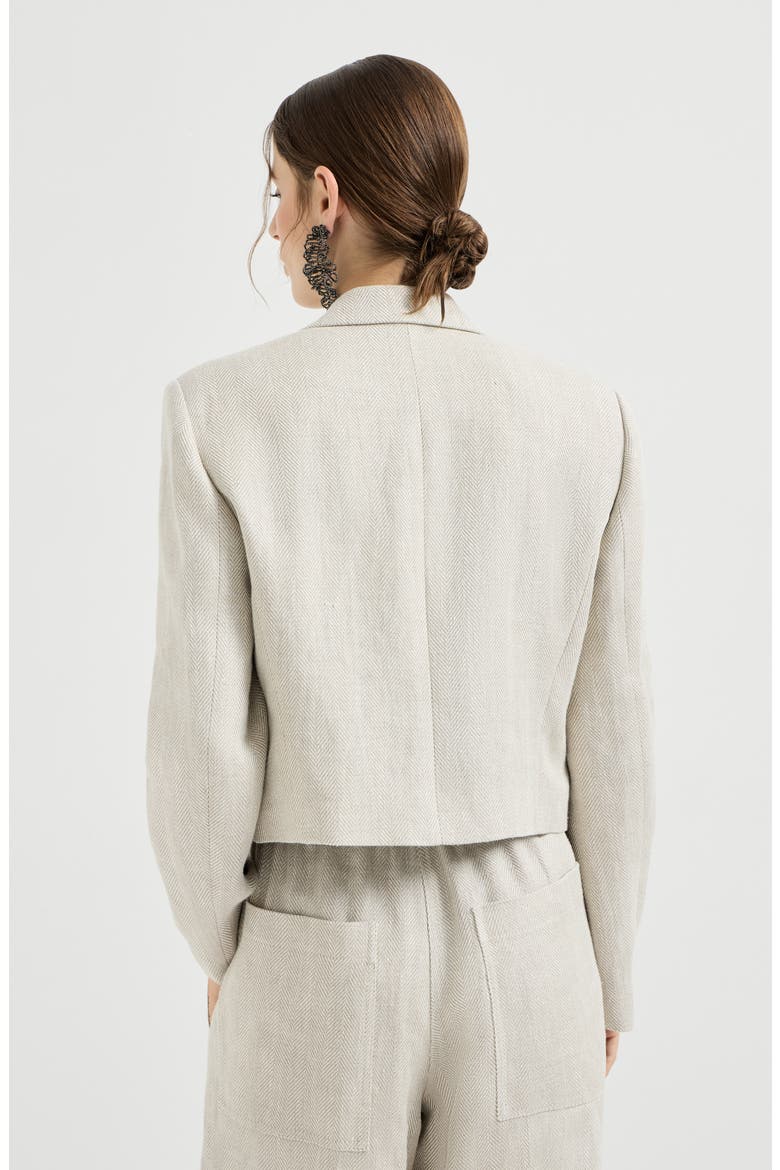 Chevron cropped blazer, Alternate, color, Beige