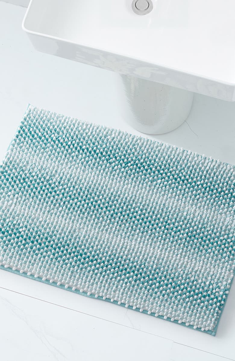 VCNY HOME Heathered Stripe Memory Foam Bath Rug, Alternate, color, Teal