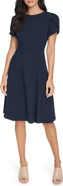 Calvin Klein Tulip Sleeve Fit & Flare Dress