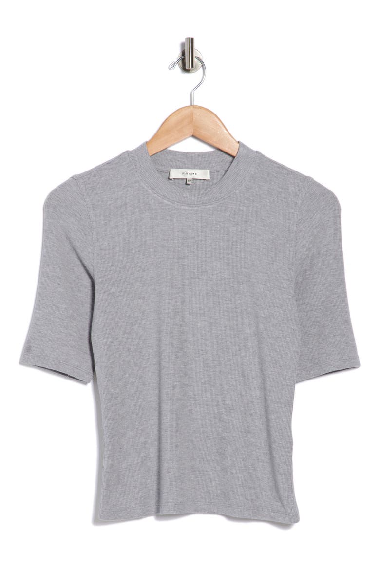 The Heathered Ribbed Crewneck Crop T-Shirt, Alternate, color, HEATHER GREY