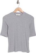 FRAME The Heathered Ribbed Crewneck Crop T-Shirt