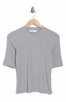 FRAME The Heathered Ribbed Crewneck Crop T-Shirt