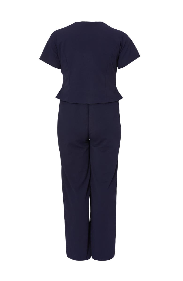 QUIZ Plus Size Button Detail Palazzo jumpsuit, Alternate, color, Navy