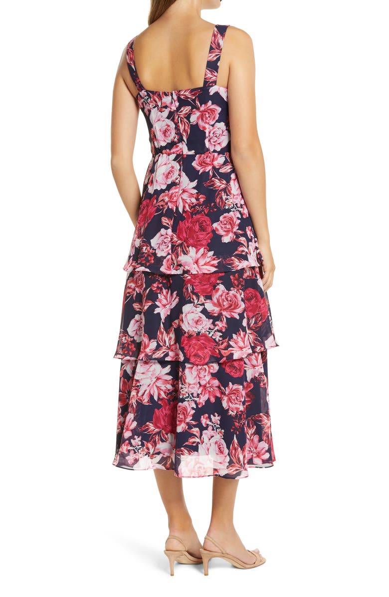 Julia Jordan Floral Tiered Chiffon Midi Dress, Alternate, color, 