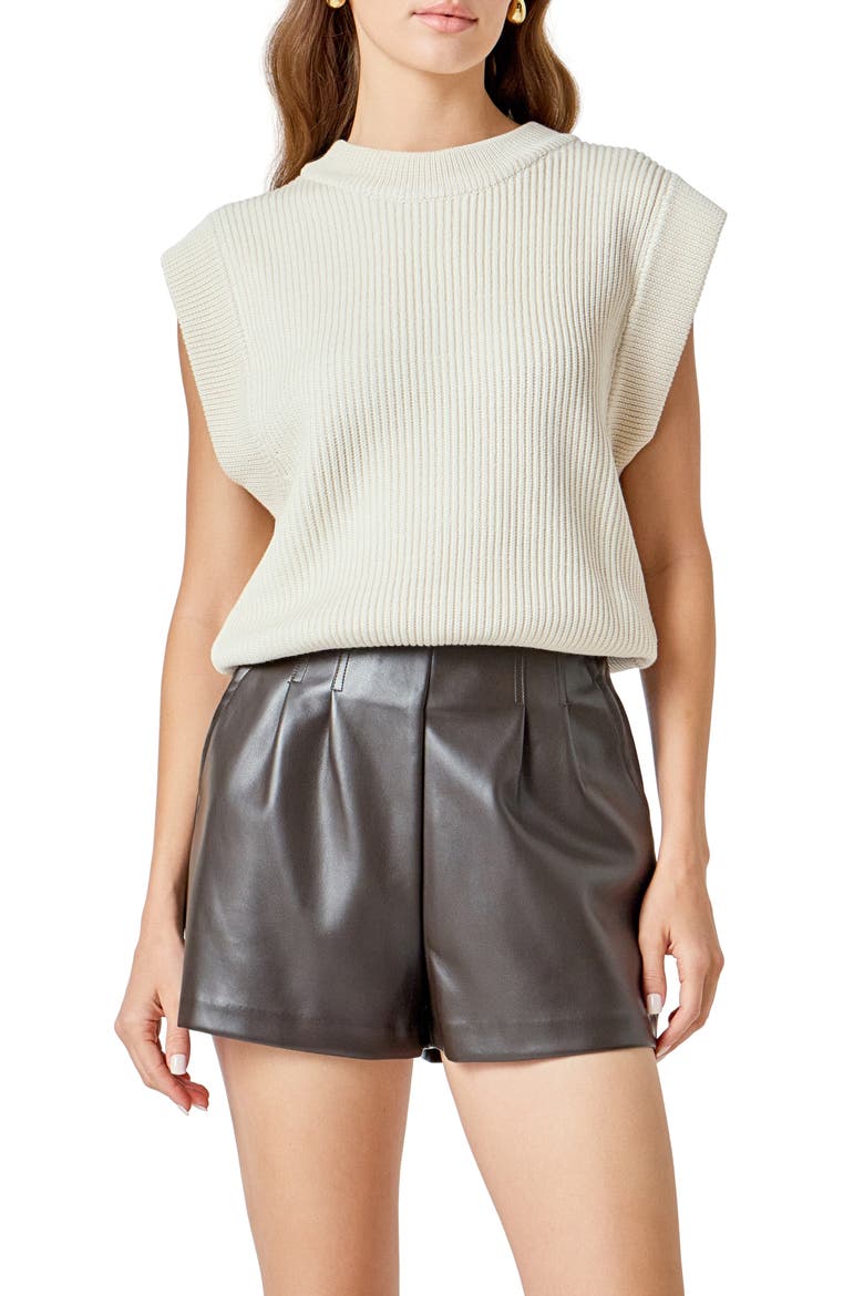 Cap Sleeve Rib Sweater, Main, color, CREAM