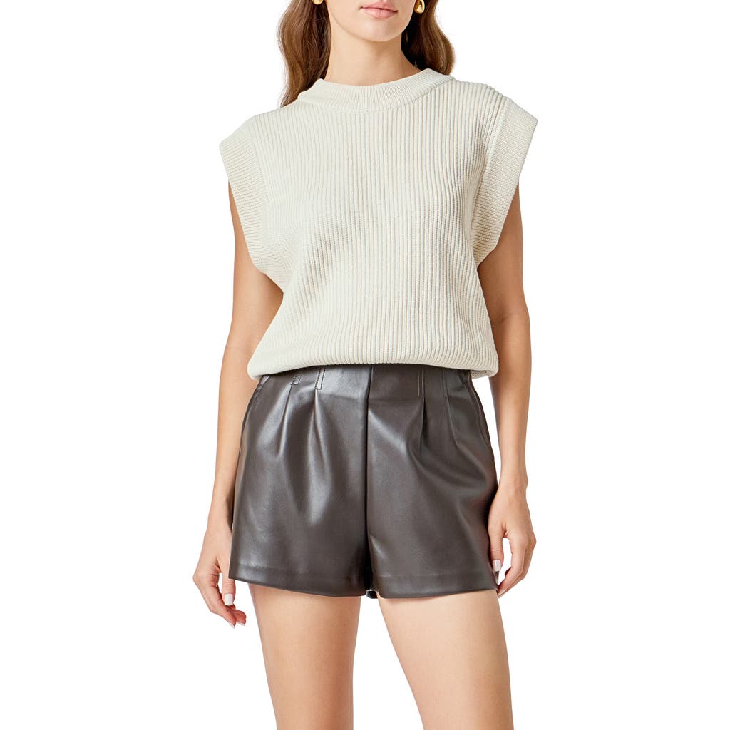 Endless Rose Cap Sleeve Rib Sweater In Burgundy