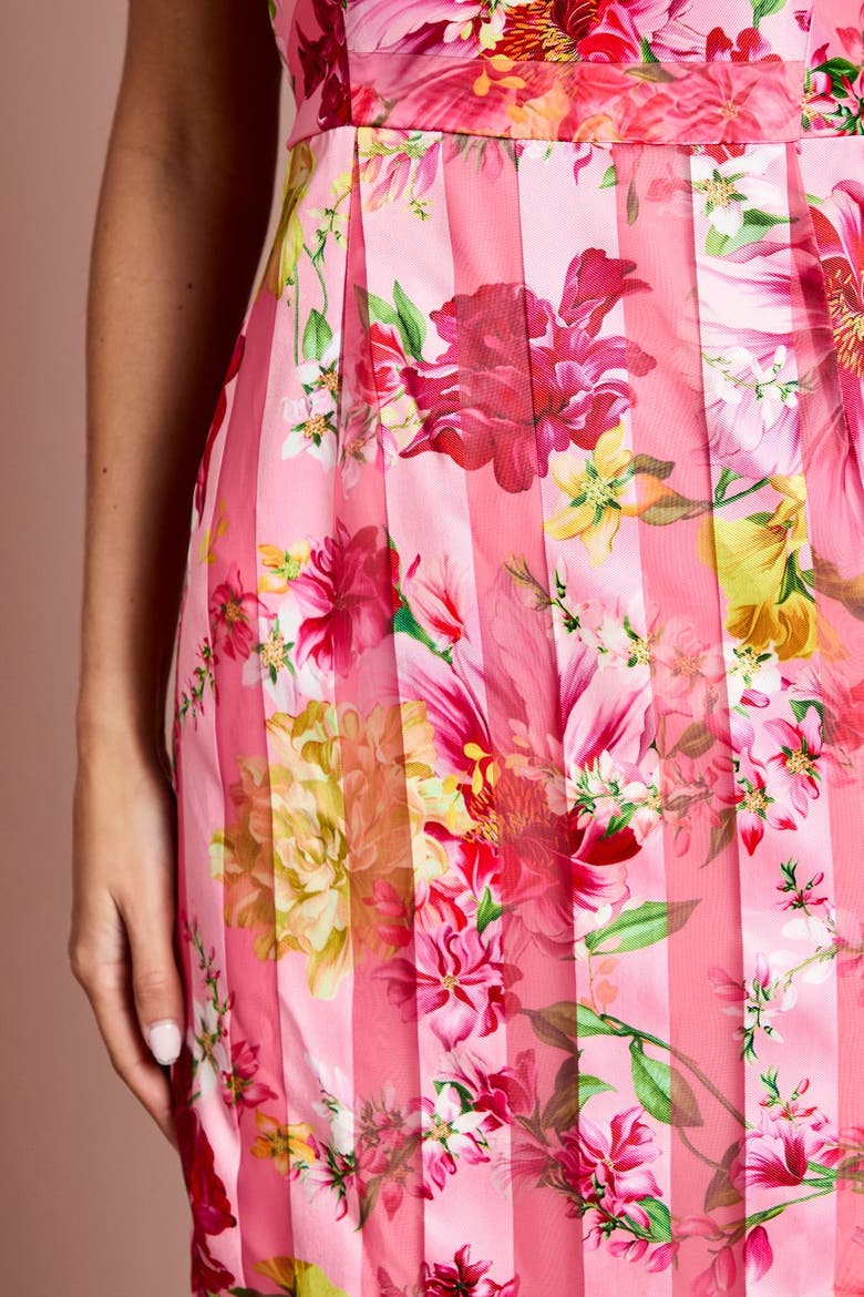 Printed Organza Bow Maxi Dress, Alternate, color, Pink