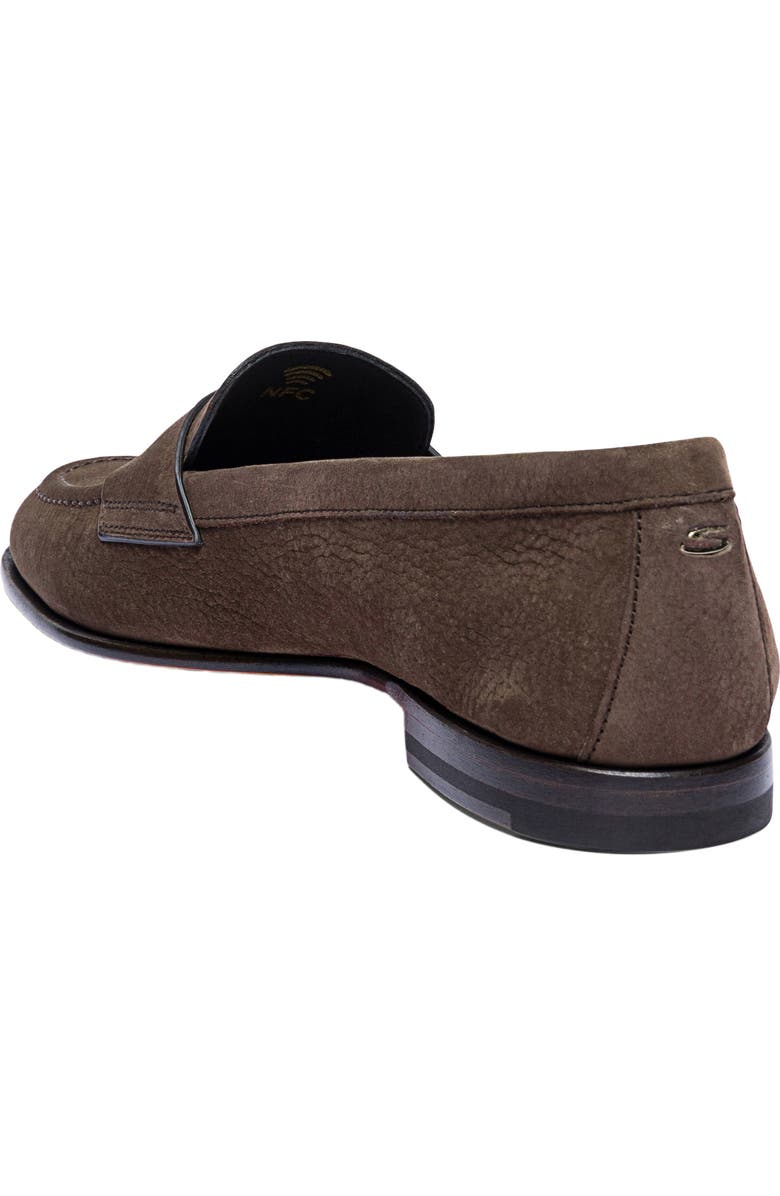 Santoni Women's nubuck penny loafer, Alternate, color, Brown