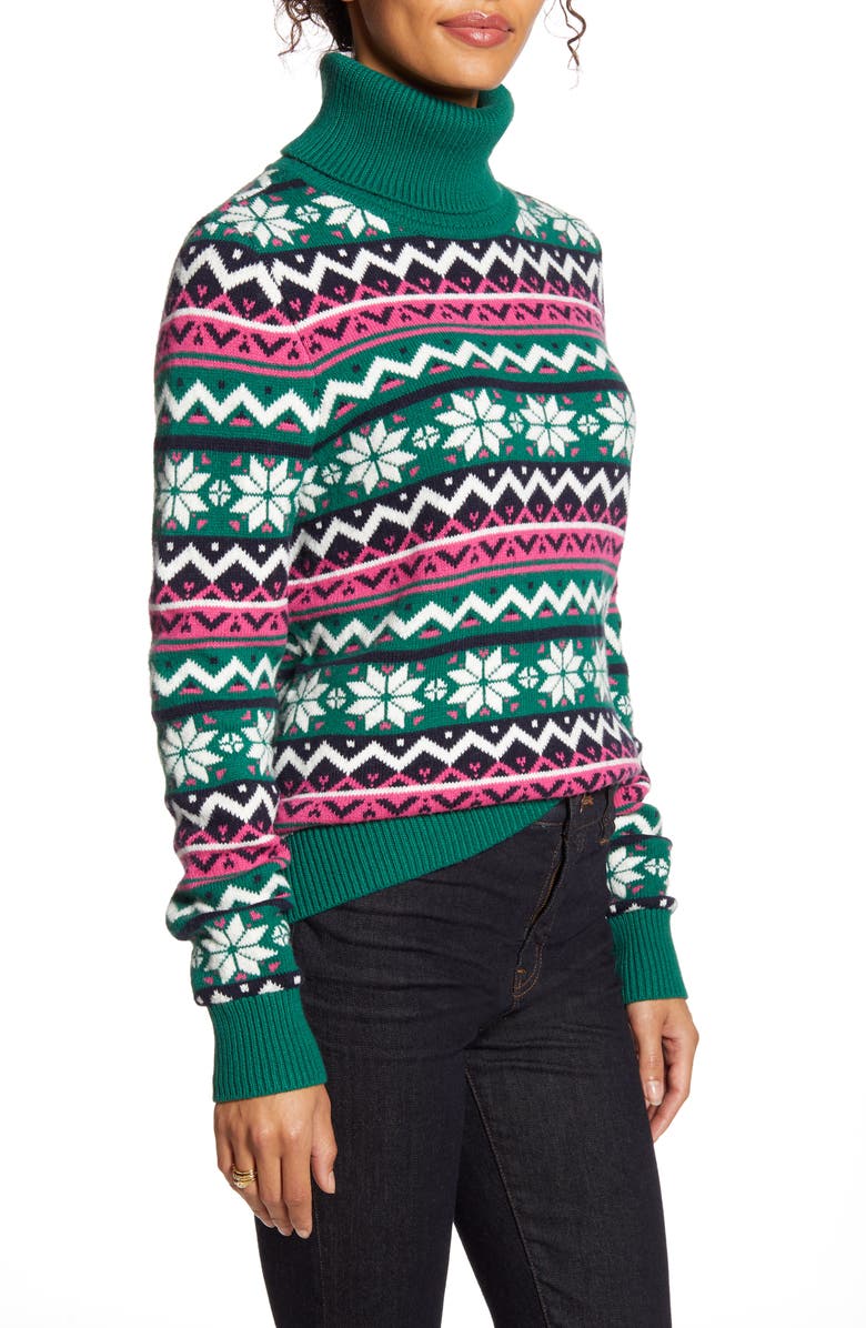 1901 Snowflake Fair Isle Turtleneck Sweater, Alternate, color,