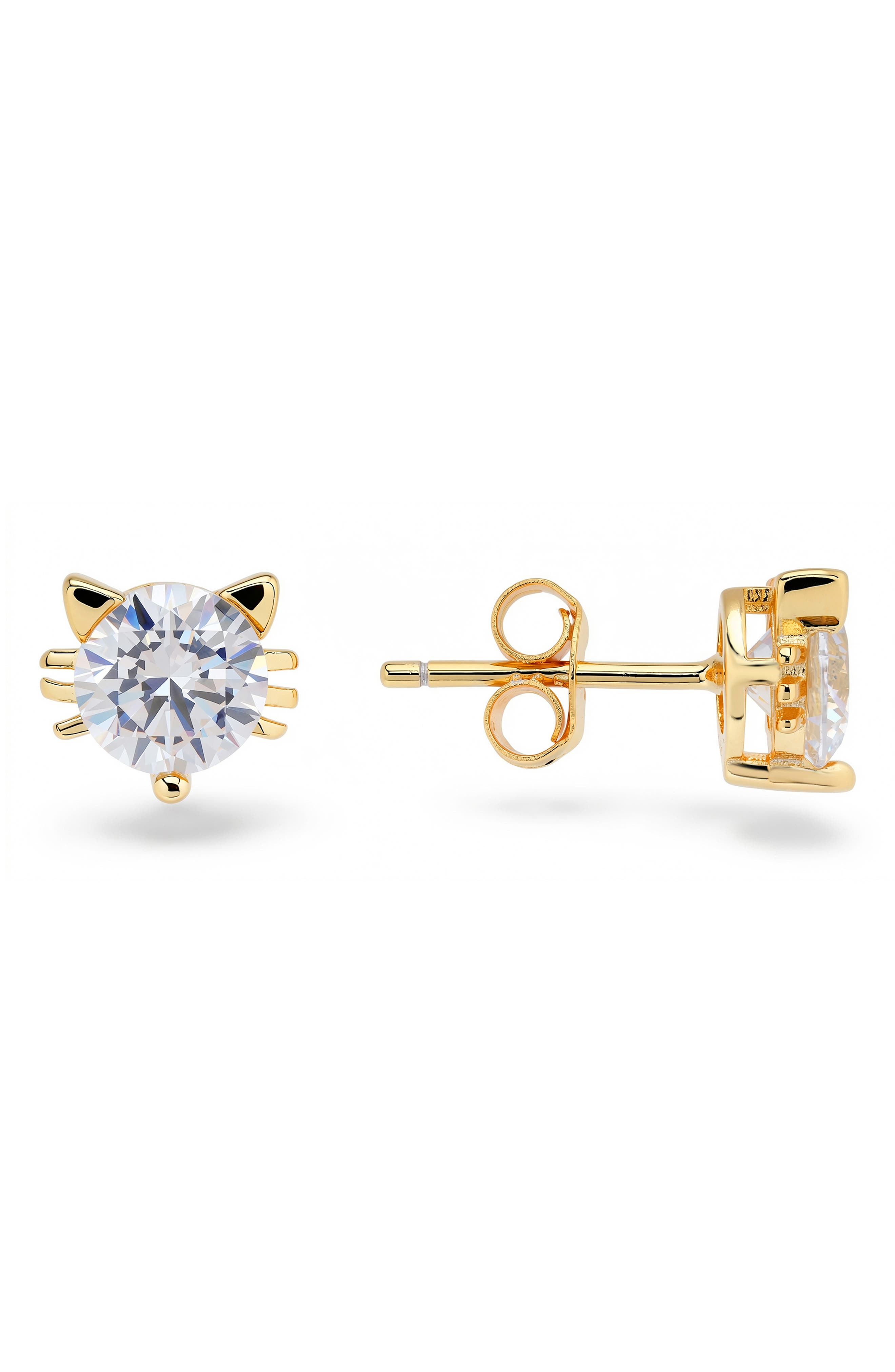 Kitty Cat Cubic Zirconia Stud Earrings