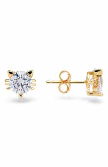 Kitty Cat Cubic Zirconia Stud Earrings