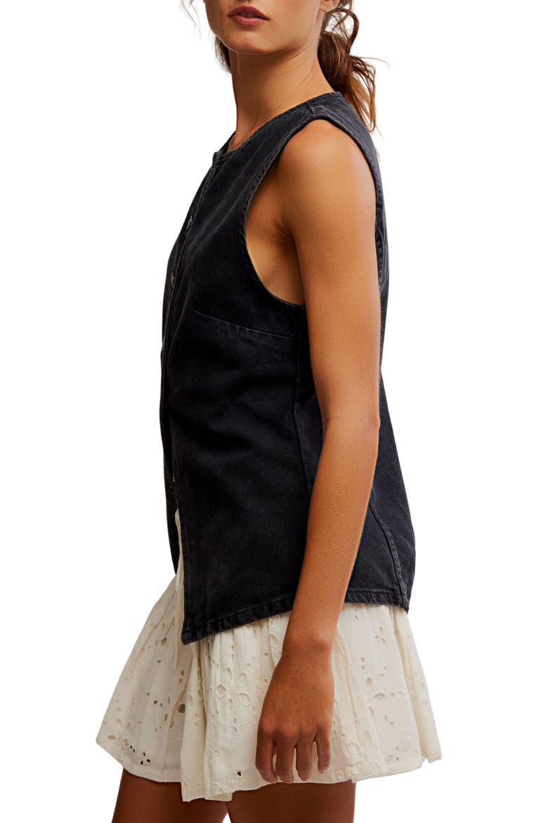 Aimee Denim Vest, Alternate, color, BLACK